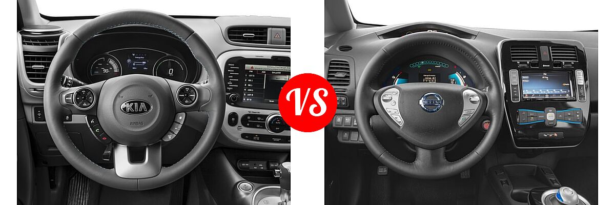 2017 Kia Soul EV Wagon EV vs. 2017 Nissan Leaf Hatchback S / SL / SV - Dashboard Comparison