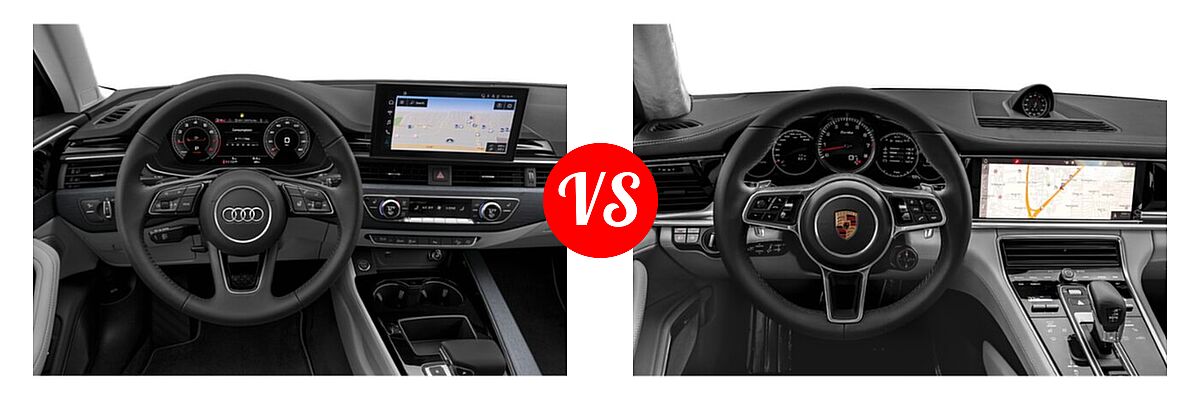 2020 Audi A4 allroad Wagon Premium / Premium Plus / Prestige vs. 2020 Porsche Panamera Sport Turismo Wagon 4 / 4S / GTS / Turbo - Dashboard Comparison