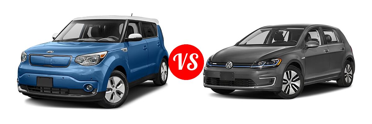 2017 Kia Soul EV Wagon EV vs. 2017 Volkswagen e-Golf Hatchback SE / SEL Premium - Front Left Comparison
