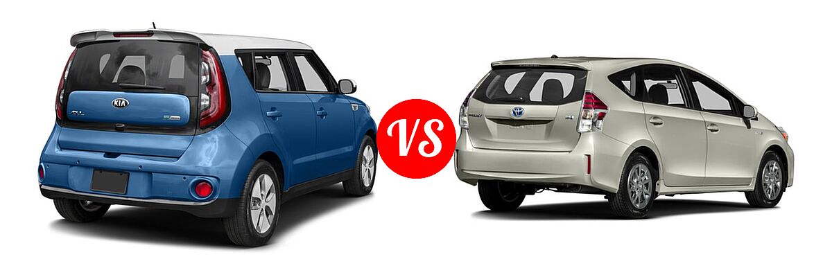 2017 Kia Soul EV Wagon EV vs. 2017 Toyota Prius v Wagon Two - Rear Right Comparison