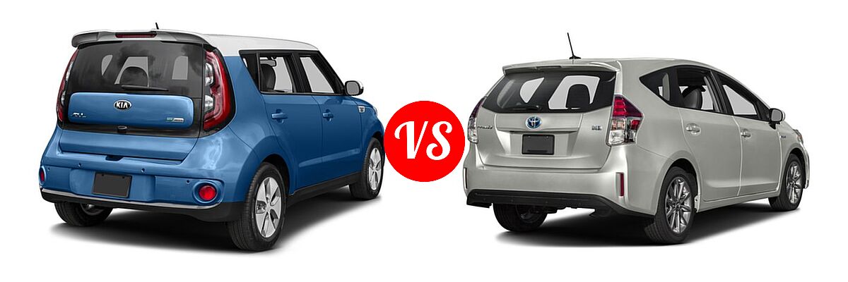 2017 Kia Soul EV Wagon EV vs. 2017 Toyota Prius v Wagon Five - Rear Right Comparison