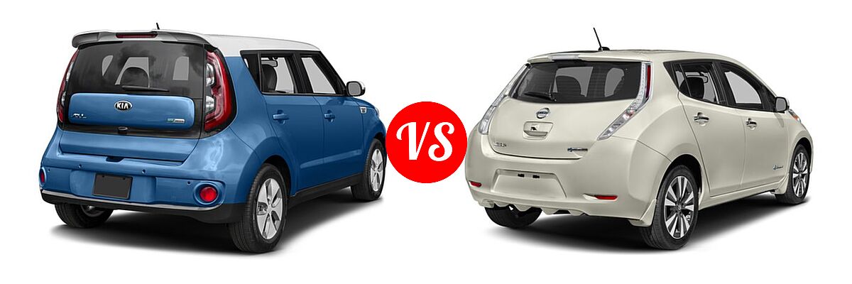 2017 Kia Soul EV Wagon EV vs. 2017 Nissan Leaf Hatchback S / SL / SV - Rear Right Comparison