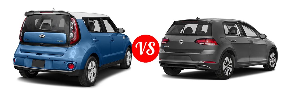 2017 Kia Soul EV Wagon EV vs. 2017 Volkswagen e-Golf Hatchback SE / SEL Premium - Rear Right Comparison