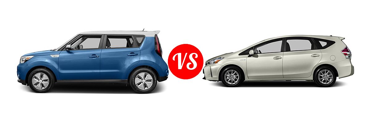 2017 Kia Soul EV Wagon EV vs. 2017 Toyota Prius v Wagon Two - Side Comparison