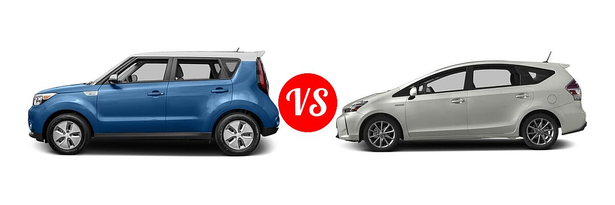 2017 Kia Soul EV Wagon EV vs. 2017 Toyota Prius v Wagon Five - Side Comparison