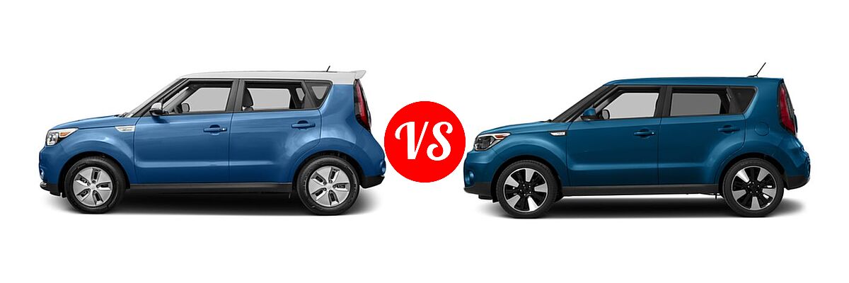 2017 Kia Soul EV Wagon EV vs. 2017 Kia Soul Wagon + - Side Comparison