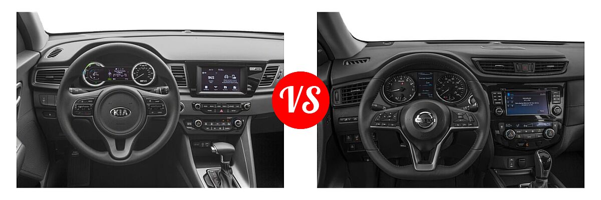 2019 Kia Niro SUV LX vs. 2019 Nissan Rogue SUV S / SV - Dashboard Comparison
