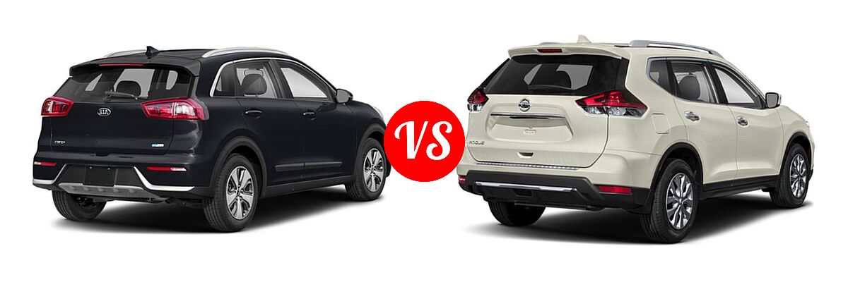 2019 Kia Niro SUV FE / LX vs. 2019 Nissan Rogue SUV S / SV - Rear Right Comparison
