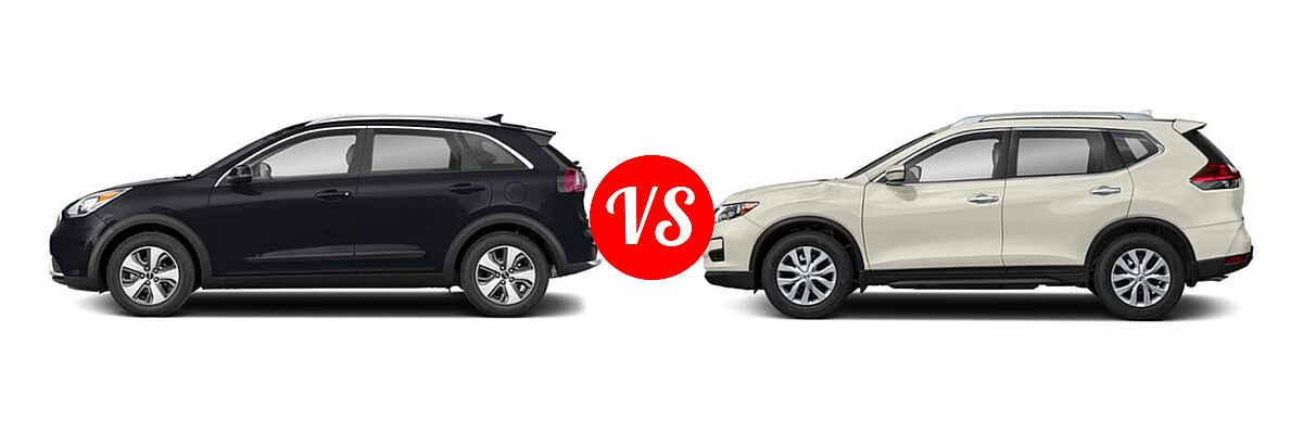 2019 Kia Niro SUV FE / LX vs. 2019 Nissan Rogue SUV S / SV - Side Comparison