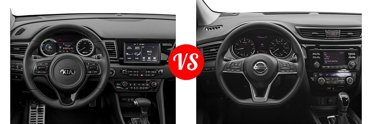 2018 Kia Niro SUV FE / LX vs. 2018 Nissan Rogue Sport SUV S / SV - Dashboard Comparison
