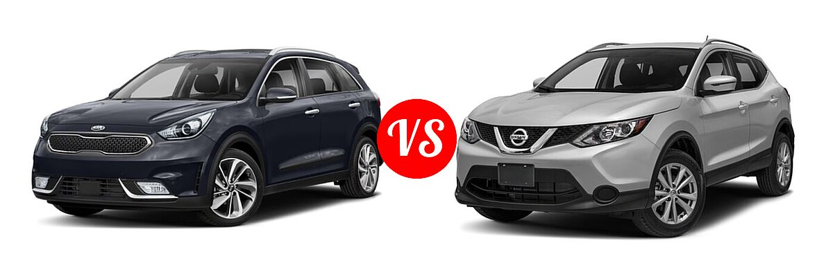 2018 Kia Niro SUV EX vs. 2018 Nissan Rogue Sport SUV S / SV - Front Left Comparison