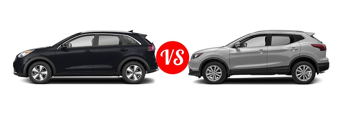 2018 Kia Niro SUV FE / LX vs. 2018 Nissan Rogue Sport SUV S / SV - Side Comparison