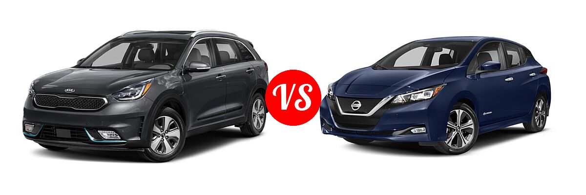 2018 Kia Niro Plug-In Hybrid SUV EX Premium vs. 2018 Nissan Leaf Hatchback S / SL / SV - Front Left Comparison