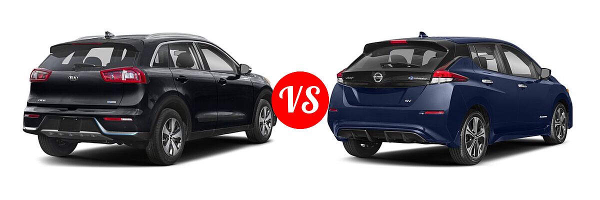 2018 Kia Niro Plug-In Hybrid SUV EX / LX vs. 2018 Nissan Leaf Hatchback S / SL / SV - Rear Right Comparison