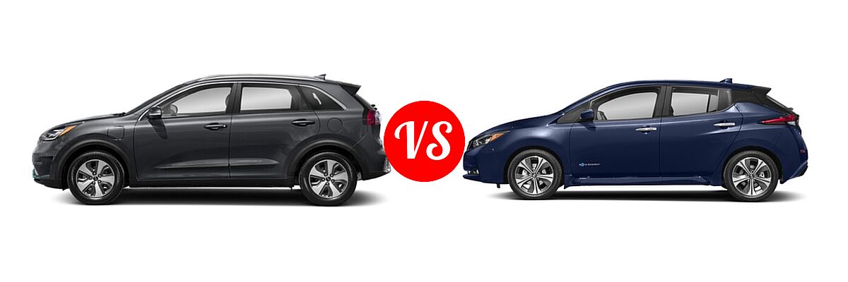 2018 Kia Niro Plug-In Hybrid SUV EX Premium vs. 2018 Nissan Leaf Hatchback S / SL / SV - Side Comparison