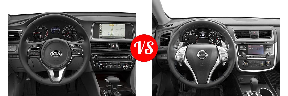 2017 Kia Optima Sedan EX / LX / LX 1.6T vs. 2017 Nissan Altima Sedan 2.5 SR / 3.5 SR - Dashboard Comparison