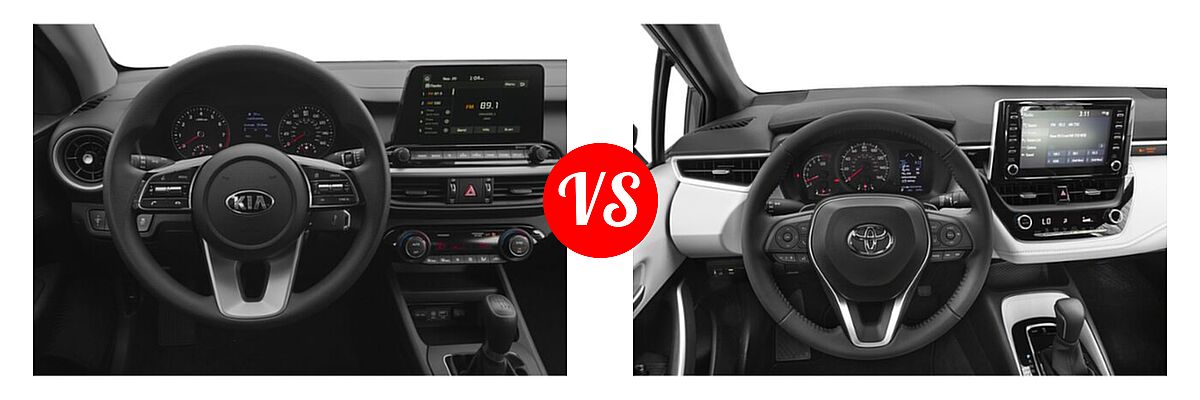 2020 Kia Forte Sedan FE vs. 2020 Toyota Corolla Sedan SE / XSE - Dashboard Comparison