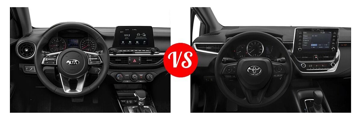 2020 Kia Forte Sedan LXS vs. 2020 Toyota Corolla Sedan Nightshade - Dashboard Comparison