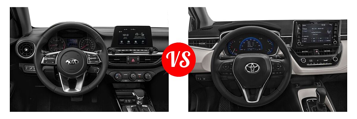 2020 Kia Forte Sedan LXS vs. 2020 Toyota Corolla Sedan XLE - Dashboard Comparison