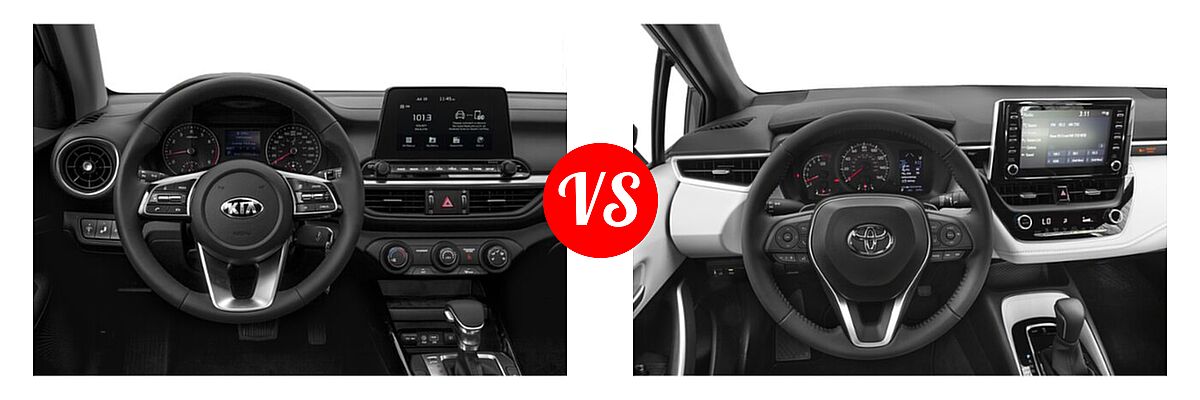 2020 Kia Forte Sedan LXS vs. 2020 Toyota Corolla Sedan SE / XSE - Dashboard Comparison