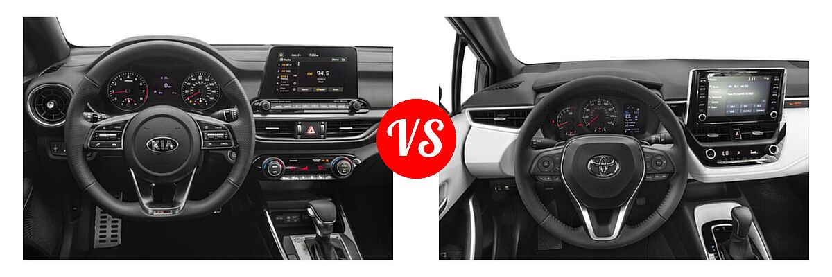 2020 Kia Forte Sedan GT-Line vs. 2020 Toyota Corolla Sedan SE / XSE - Dashboard Comparison