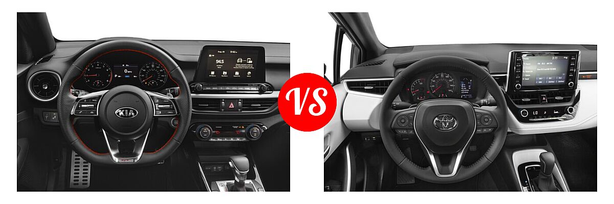 2020 Kia Forte Sedan GT vs. 2020 Toyota Corolla Sedan SE / XSE - Dashboard Comparison