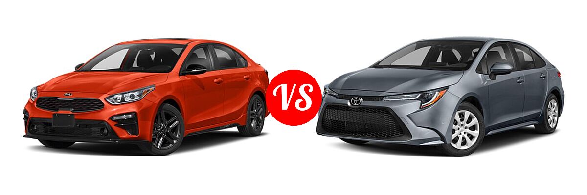 2020 Kia Forte Sedan GT-Line vs. 2020 Toyota Corolla Sedan L / LE - Front Left Comparison