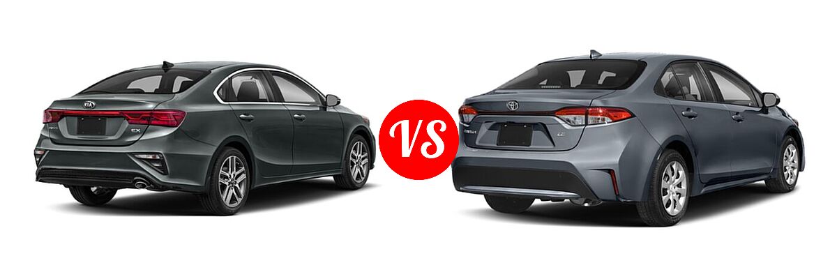 2020 Kia Forte Sedan LXS vs. 2020 Toyota Corolla Sedan L / LE - Rear Right Comparison