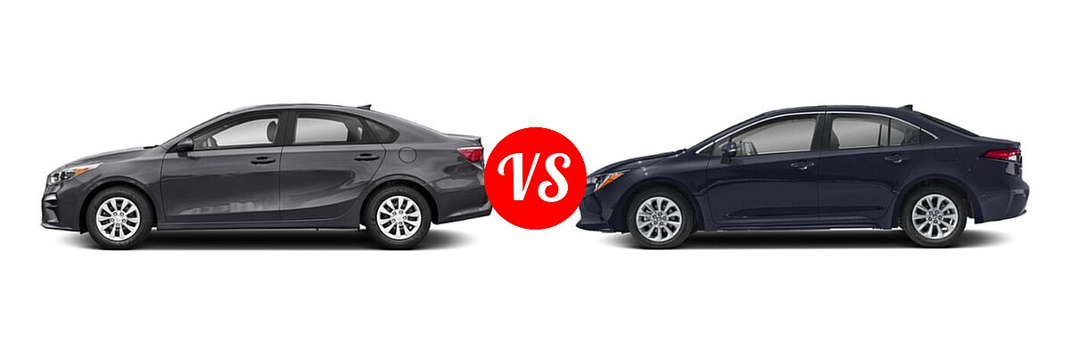 2020 Kia Forte Sedan FE vs. 2020 Toyota Corolla Sedan XLE - Side Comparison