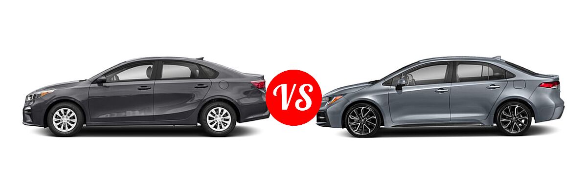 2020 Kia Forte Sedan FE vs. 2020 Toyota Corolla Sedan SE / XSE - Side Comparison