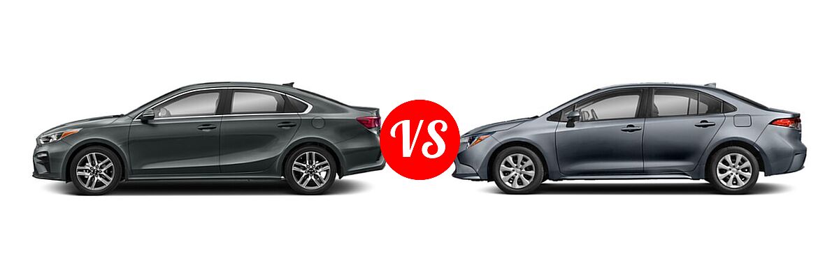 2020 Kia Forte Sedan LXS vs. 2020 Toyota Corolla Sedan L / LE - Side Comparison