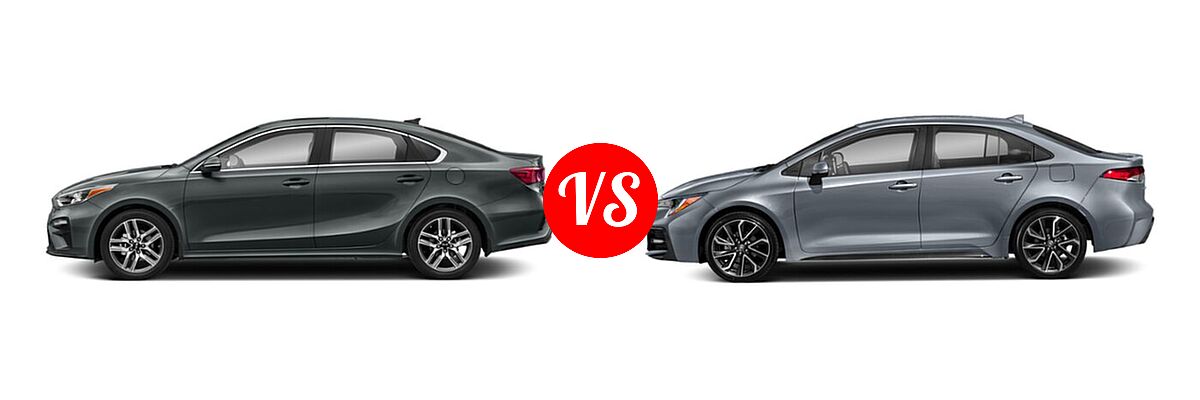 2020 Kia Forte Sedan LXS vs. 2020 Toyota Corolla Sedan SE / XSE - Side Comparison