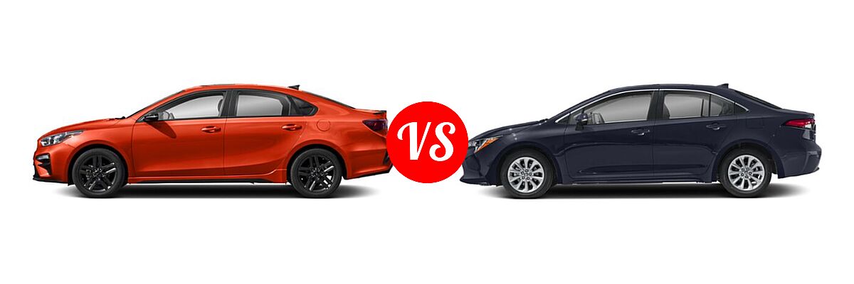 2020 Kia Forte Sedan GT-Line vs. 2020 Toyota Corolla Sedan XLE - Side Comparison