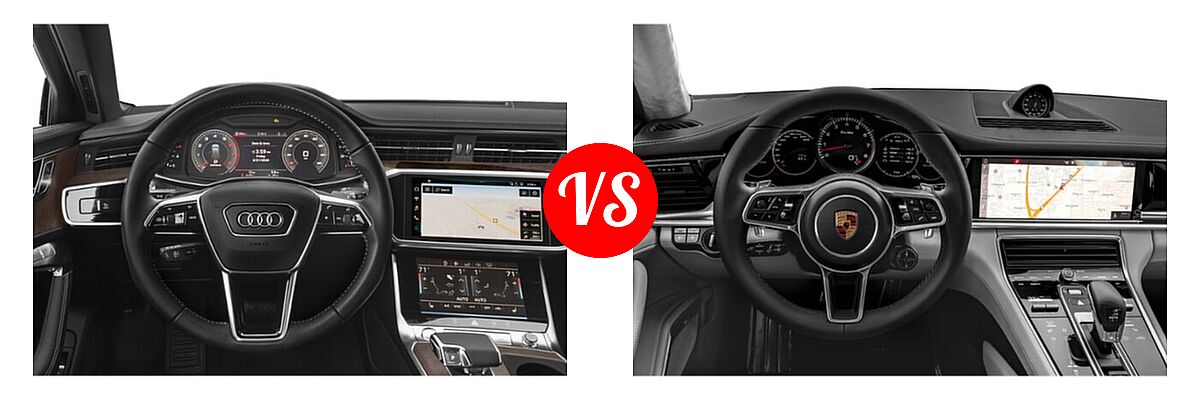 2020 Audi A6 allroad Wagon Premium Plus / Prestige vs. 2020 Porsche Panamera Sport Turismo Wagon 4 / 4S / GTS / Turbo - Dashboard Comparison