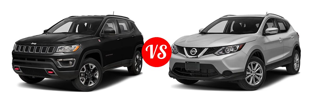 2019 Jeep Compass SUV Trailhawk vs. 2019 Nissan Rogue Sport SUV S / SV - Front Left Comparison