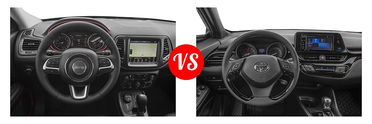 2019 Jeep Compass SUV Trailhawk vs. 2019 Toyota C-HR SUV LE / Limited / XLE - Dashboard Comparison