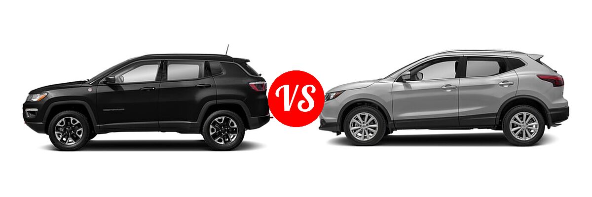 2019 Jeep Compass SUV Trailhawk vs. 2019 Nissan Rogue Sport SUV S / SV - Side Comparison