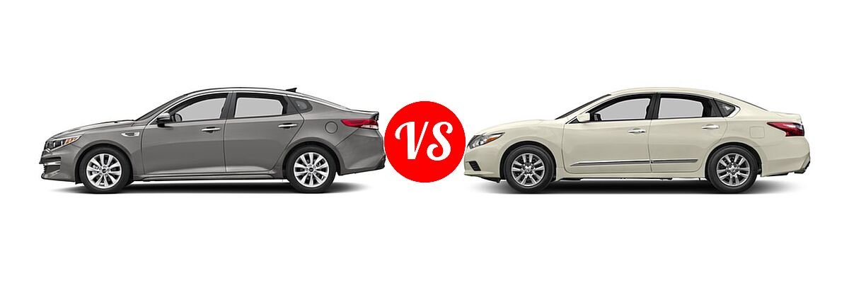 2017 Kia Optima Sedan EX / LX / LX 1.6T vs. 2017 Nissan Altima Sedan 2.5 / 2.5 S / 2.5 SV - Side Comparison