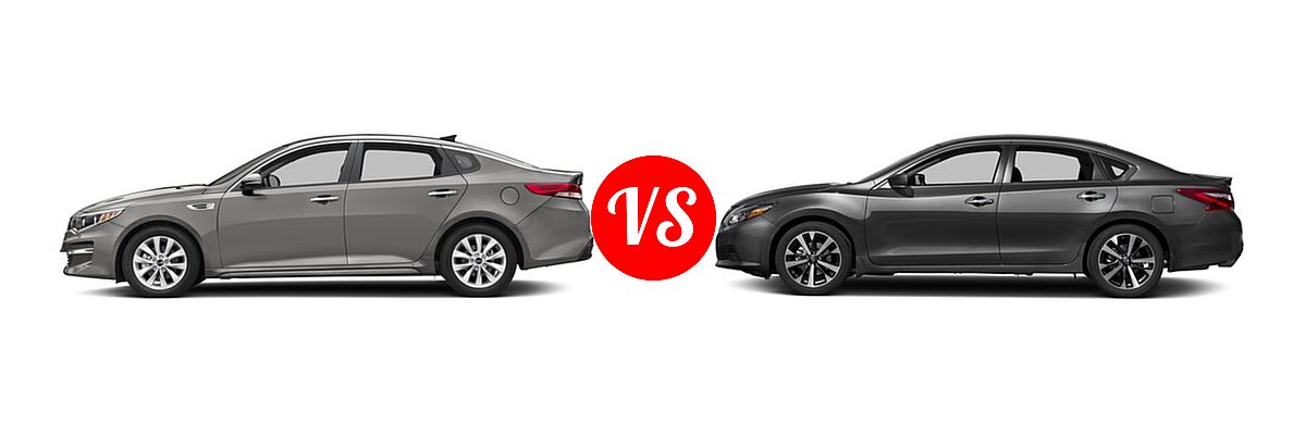 2017 Kia Optima Sedan EX / LX / LX 1.6T vs. 2017 Nissan Altima Sedan 2.5 SR / 3.5 SR - Side Comparison