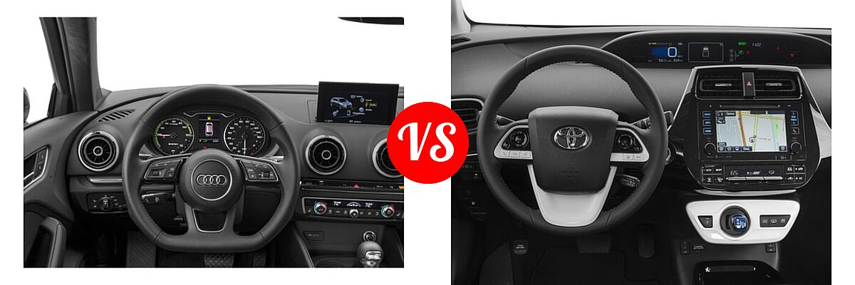 2018 Audi A3 Sportback e-tron Hatchback Premium / Premium Plus / Prestige vs. 2018 Toyota Prius Prime Hatchback PHEV Advanced / Plus / Premium - Dashboard Comparison