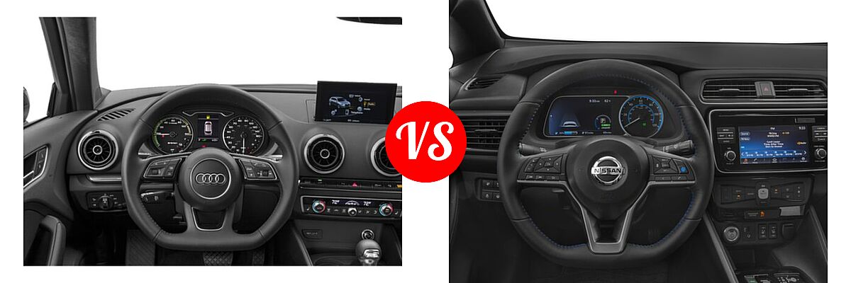 2018 Audi A3 Sportback e-tron Hatchback Premium / Premium Plus / Prestige vs. 2018 Nissan Leaf Hatchback S / SL / SV - Dashboard Comparison