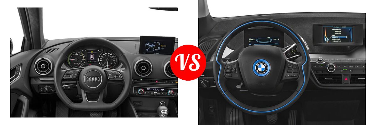 2018 Audi A3 Sportback e-tron Hatchback Premium / Premium Plus / Prestige vs. 2018 BMW i3 Hatchback 94 Ah w/Range Extender / s - Dashboard Comparison