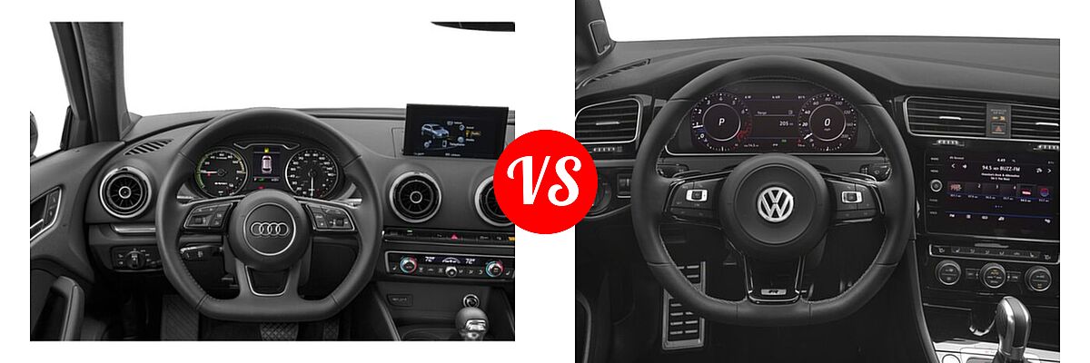 2018 Audi A3 Sportback e-tron Hatchback Premium / Premium Plus / Prestige vs. 2018 Volkswagen Golf R Hatchback 2.0T DSG w/DCC/Nav / 2.0T Manual w/DCC/Nav - Dashboard Comparison