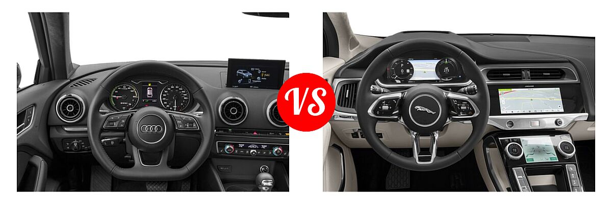 2018 Audi A3 Sportback e-tron Hatchback Premium / Premium Plus / Prestige vs. 2019 Jaguar I-PACE SUV Electric First Edition / HSE / S / SE - Dashboard Comparison