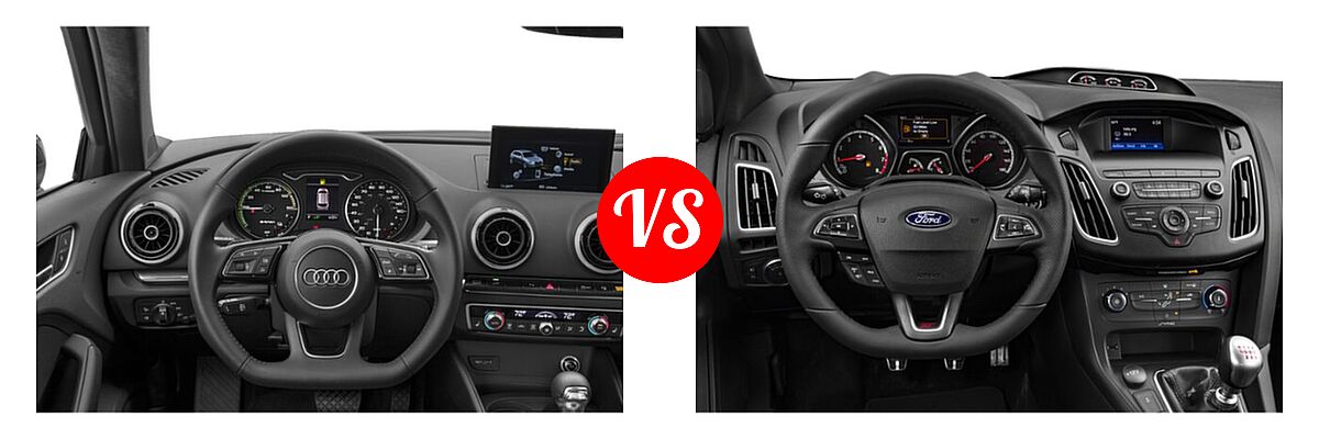 2018 Audi A3 Sportback e-tron Hatchback Premium / Premium Plus / Prestige vs. 2018 Ford Focus ST Hatchback ST - Dashboard Comparison