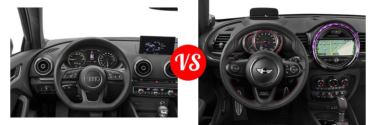 2018 Audi A3 Sportback e-tron Hatchback Premium / Premium Plus / Prestige vs. 2018 MINI Clubman Hatchback John Cooper Works - Dashboard Comparison