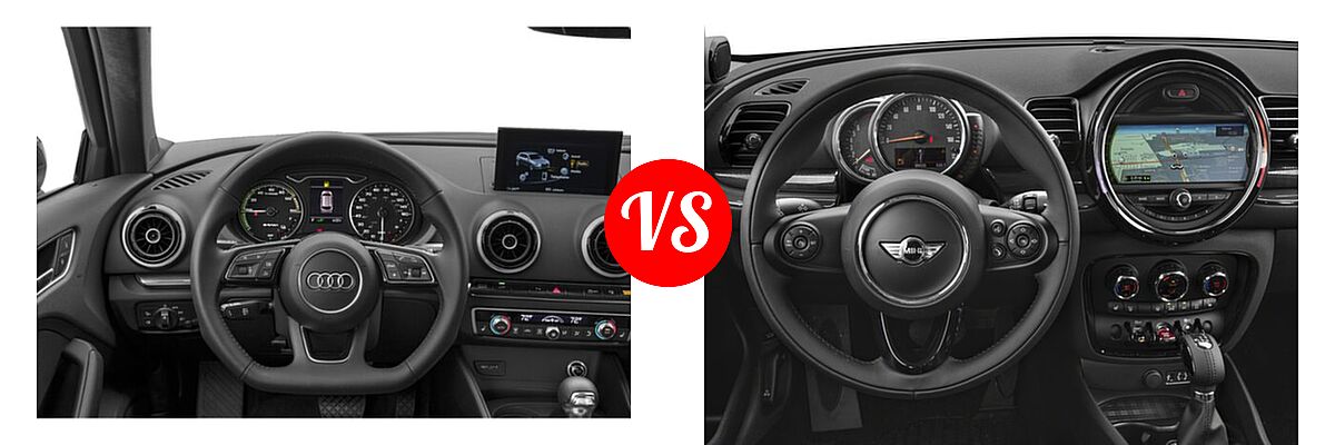 2018 Audi A3 Sportback e-tron Hatchback Premium / Premium Plus / Prestige vs. 2018 MINI Clubman Hatchback Cooper - Dashboard Comparison