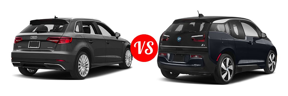 2018 Audi A3 Sportback e-tron Hatchback Premium / Premium Plus / Prestige vs. 2019 BMW i3 Hatchback PHEV 120 Ah / 120 Ah w/Range Extender / s - Rear Right Comparison