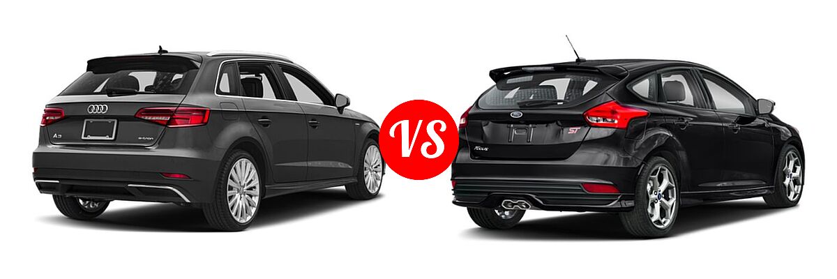 2018 Audi A3 Sportback e-tron Hatchback Premium / Premium Plus / Prestige vs. 2018 Ford Focus ST Hatchback ST - Rear Right Comparison