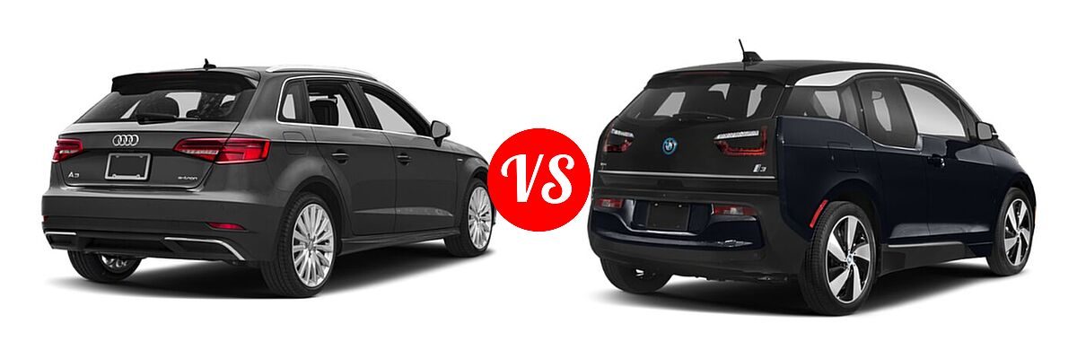 2018 Audi A3 Sportback e-tron Hatchback Premium / Premium Plus / Prestige vs. 2021 BMW i3 Hatchback PHEV 120 Ah / 120 Ah w/Range Extender / s - Rear Right Comparison